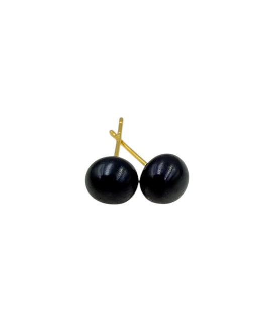 J7106 - Real Pearl Black Button Stud Earring - Rawhide Western Wear 