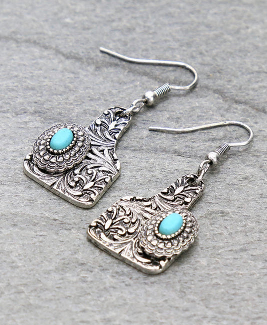 J6498 - Mini Cattle Tag Concho Dangle Earrings