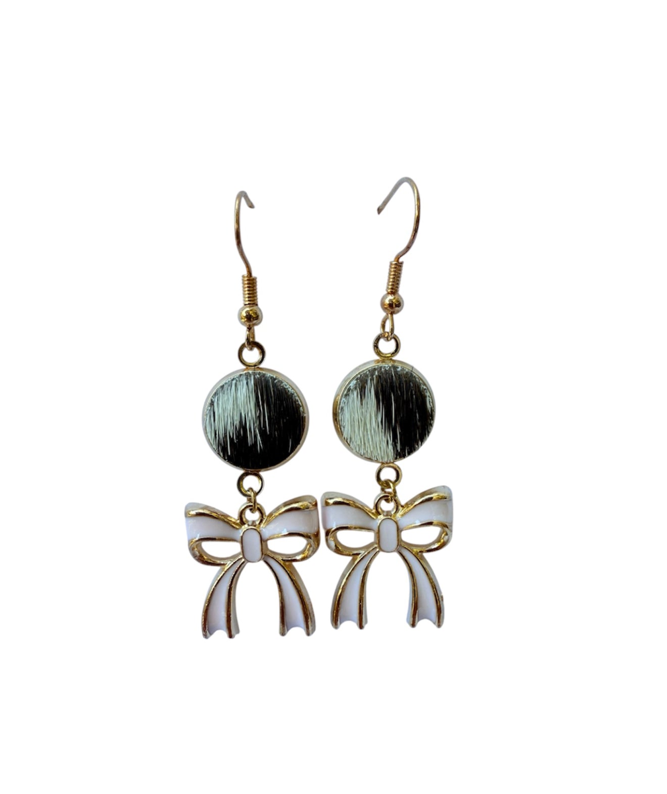 J7087C - Hide w Bow Gold Coloured Fishhook Earrings