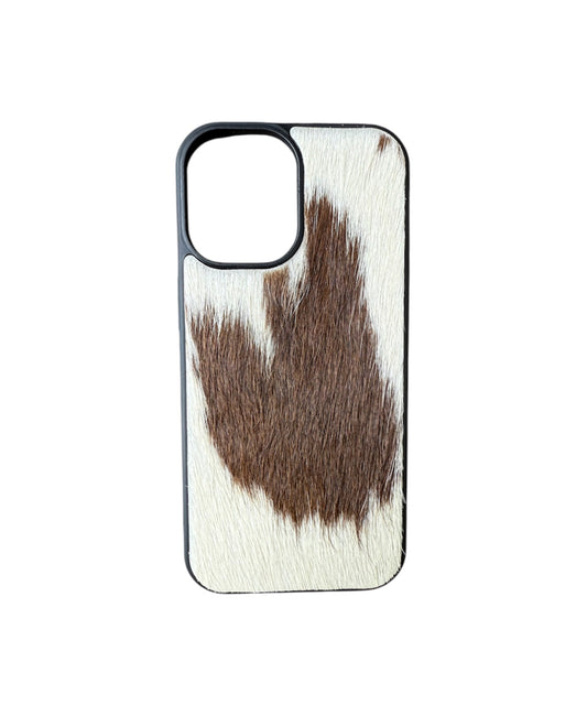 A8949 - IPhone 17 Hair on Hide Leather w Rubber Case - Rawhide Western Wear 