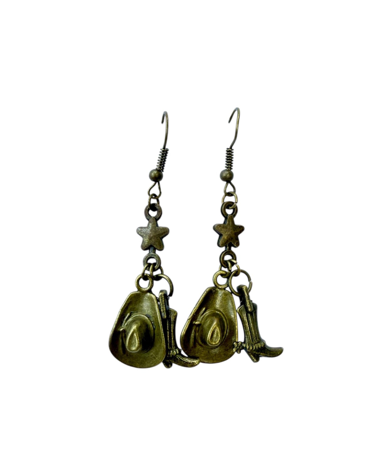 J7039A -  Cowboy Hat & Boot Dangle Earrings - Rawhide Western Wear 
