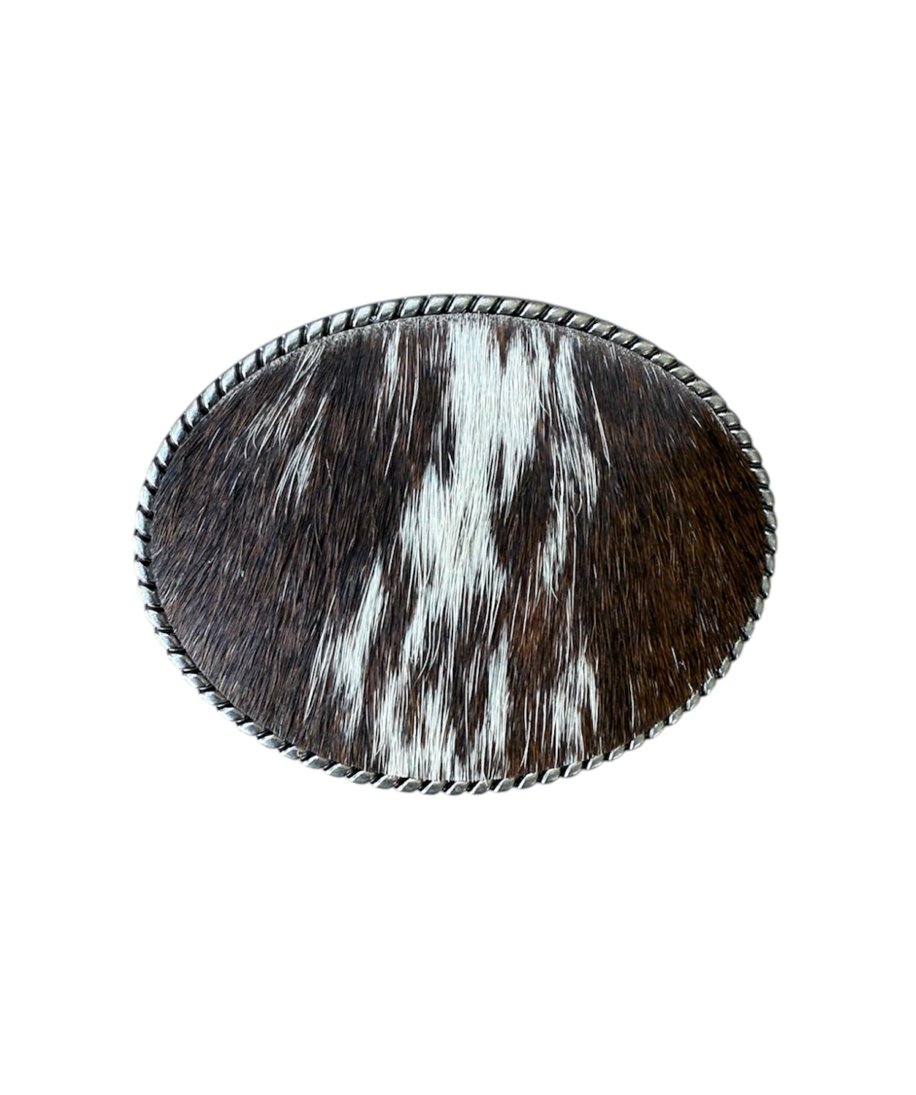 A8874 - Silver Antique Colour Western Buckle w Real Cowhide insert - Rawhide Western Wear 