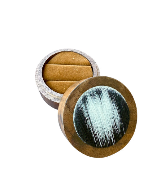 A8779  - 100% Hair On Hide Wooden Ring Boxes