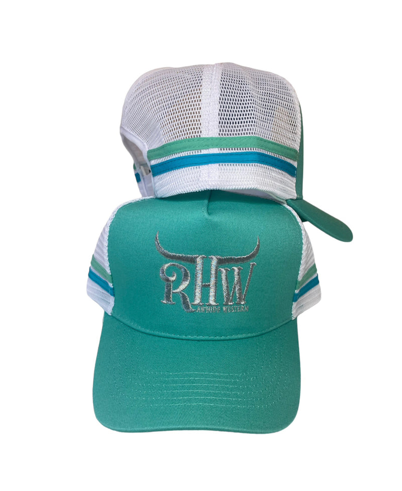 P4139 - RHW Teal & White P/Tail Trucker Cap
