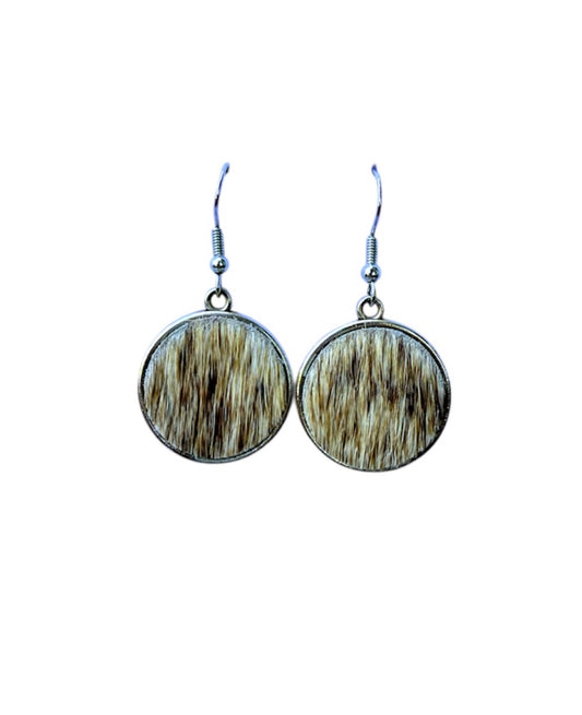J6607 - Round Hide Fishhook Earrings