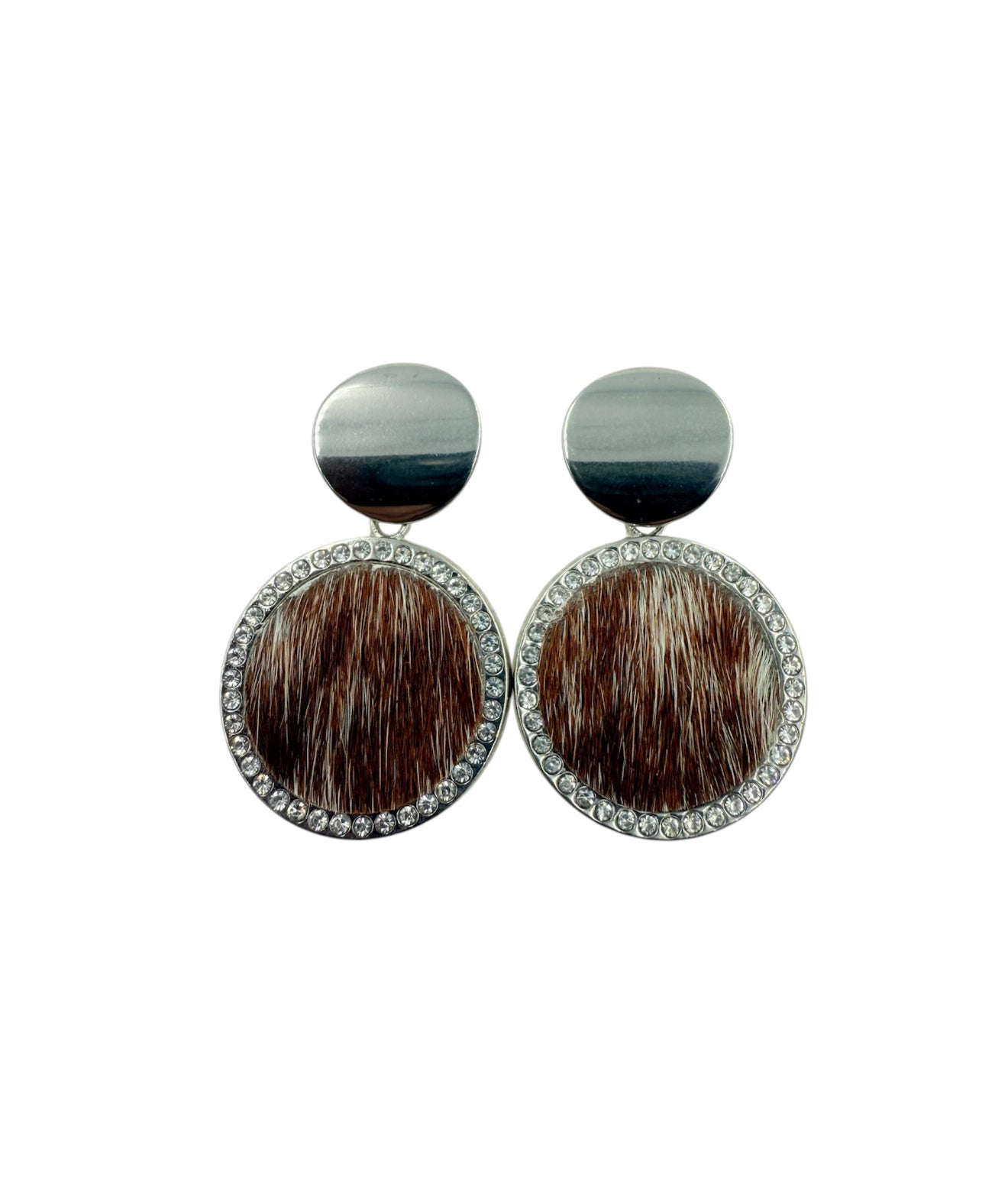 J6684G - 100% Hair on Hide Earrings with Diamantes - Rawhide Western Wear 