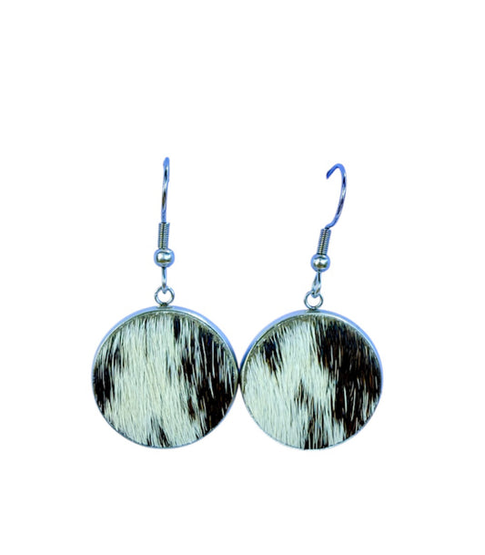 J6607C - Round Hide Fishhook Earrings