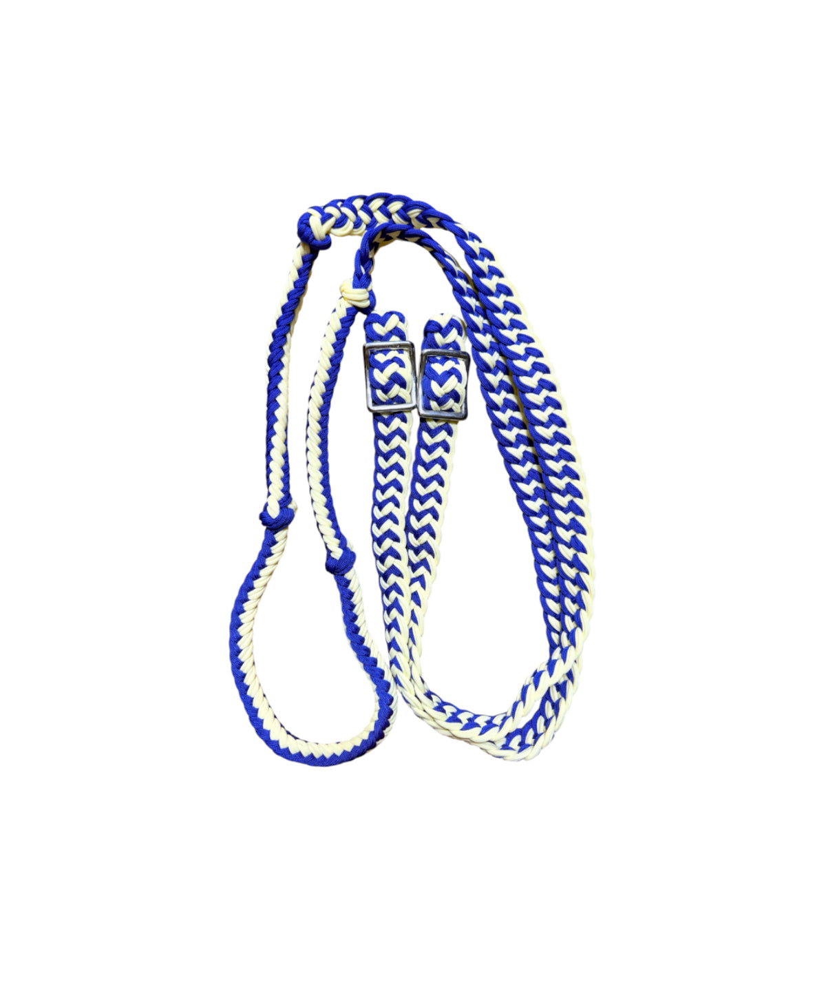 T5300  - Two Colour Braided Barrel Reins with Knots