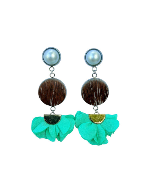 J7028 - Flower 100% Hair on Hide Earrings