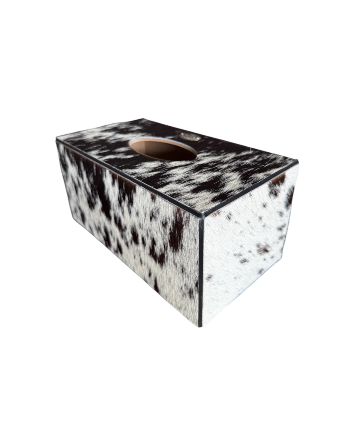 A8842 - Wooden Tissue Holder w Cowhide & Kangaroo Leather - Rawhide Western Wear 