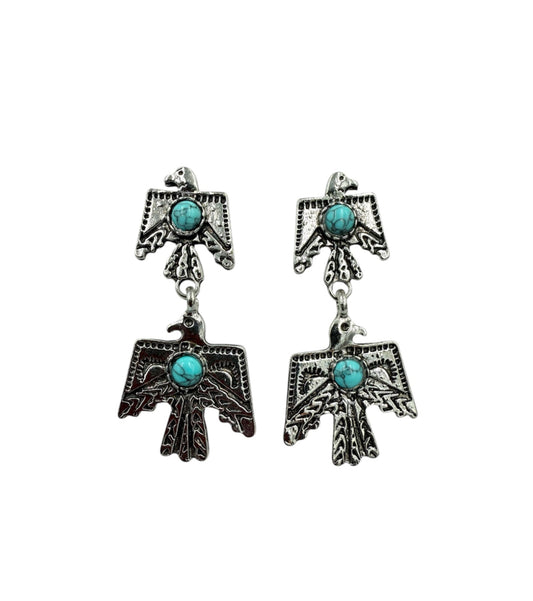 J7076A - Thunderbird Turquoise Stud Earrings