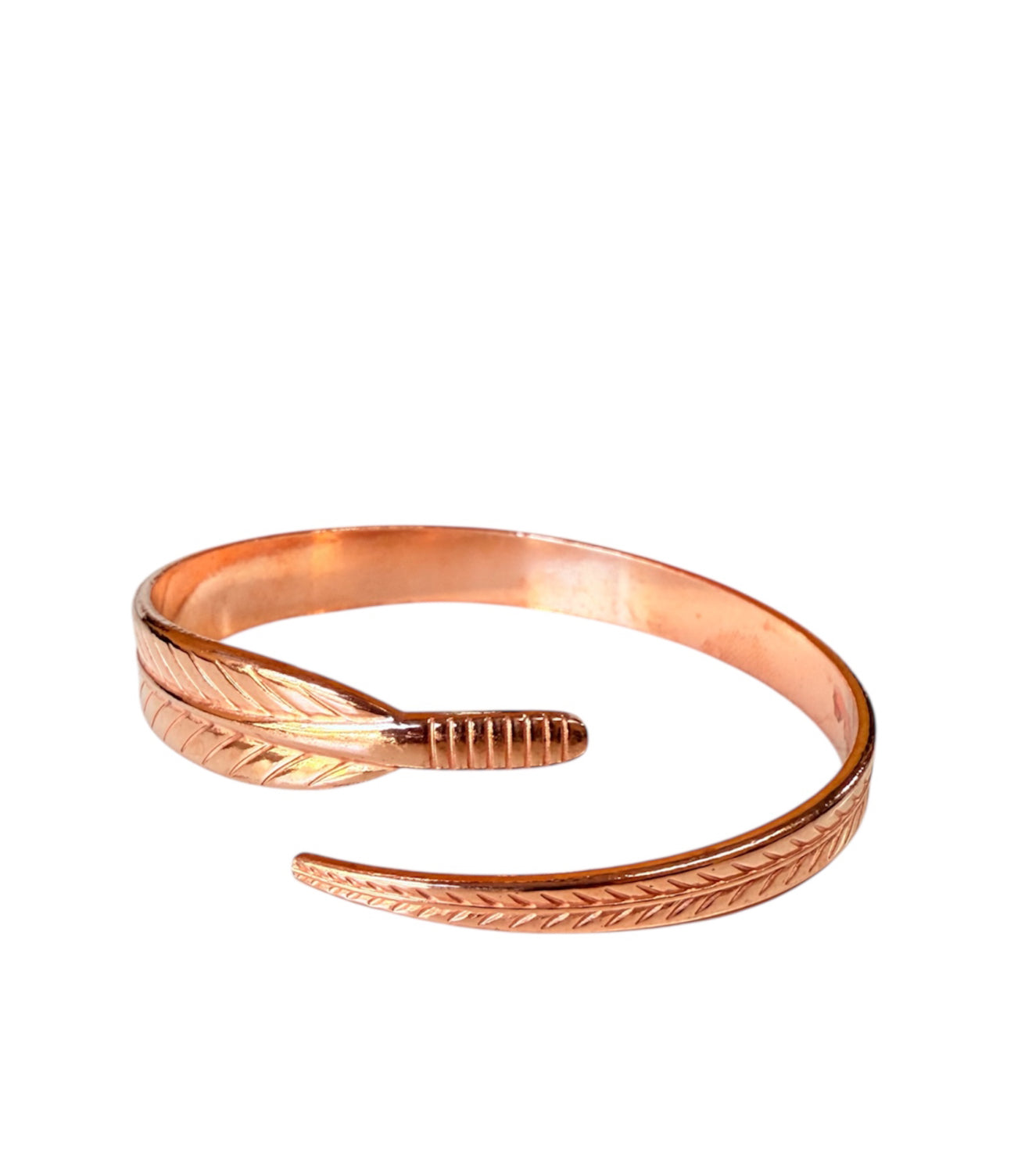 J6884A - Copper Bangle 3/4 Feather Style