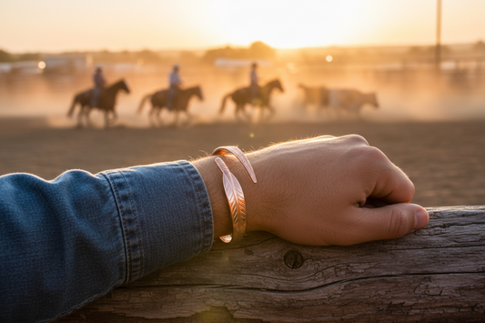 J6884A - Copper Bangle 3/4 Feather Style