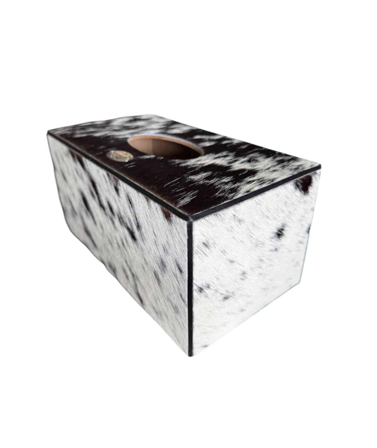 A8842 - Wooden Tissue Holder w Cowhide & Kangaroo Leather - Rawhide Western Wear 