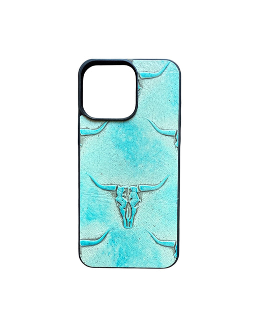 A8606 - IPhone 15 Pro Max Tooled Leather w Rubber Case - Rawhide Western Wear 