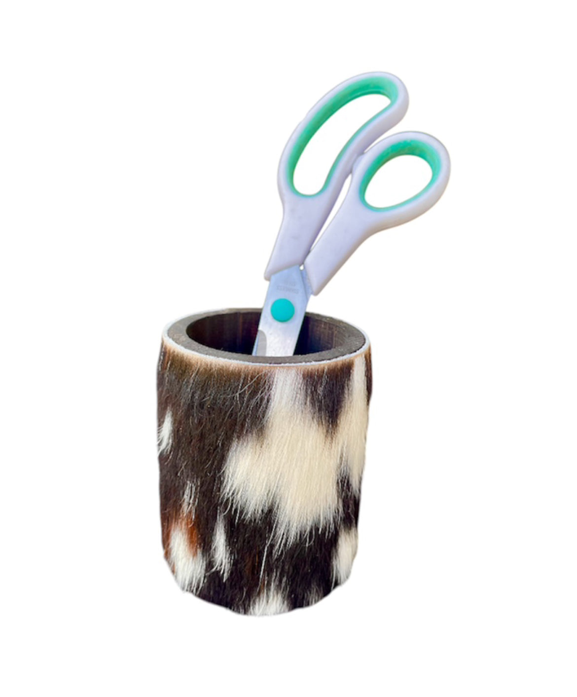 A8839 - Wooden Utensils Holder w Cowhide