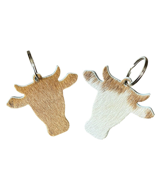 A8735 - Double Sided 100% Hair On Hide Leather Cow Keychain
