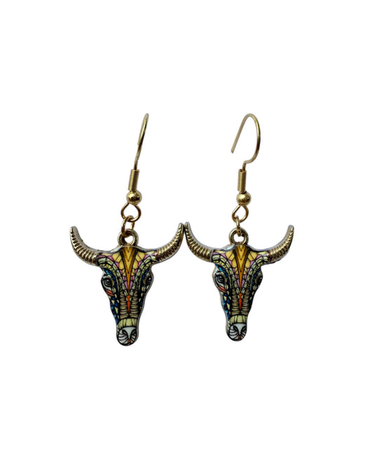 J6439H - Steer Head Earrings