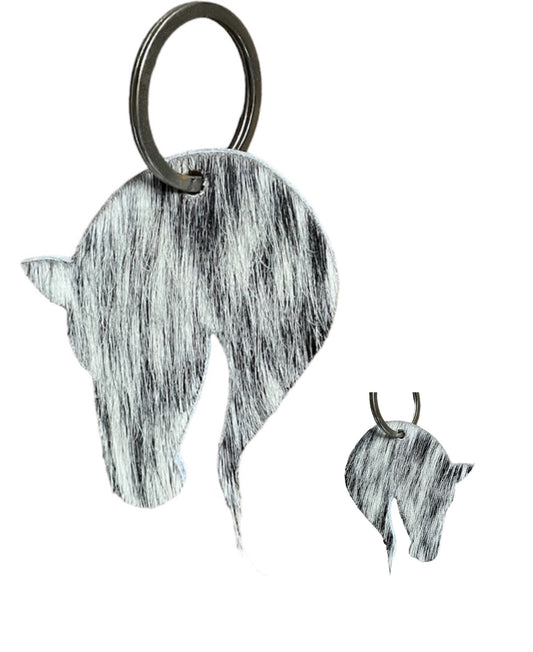 A8728 - Double Sided 100% Hair On Hide Leather Horse Keychain