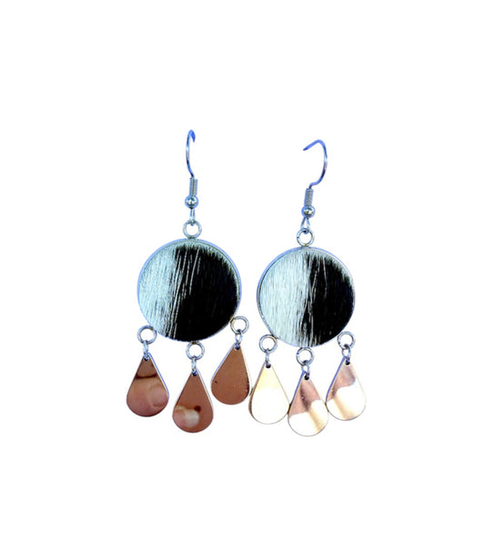 J6980 - Round Hide Fishhook Dangle Earrings