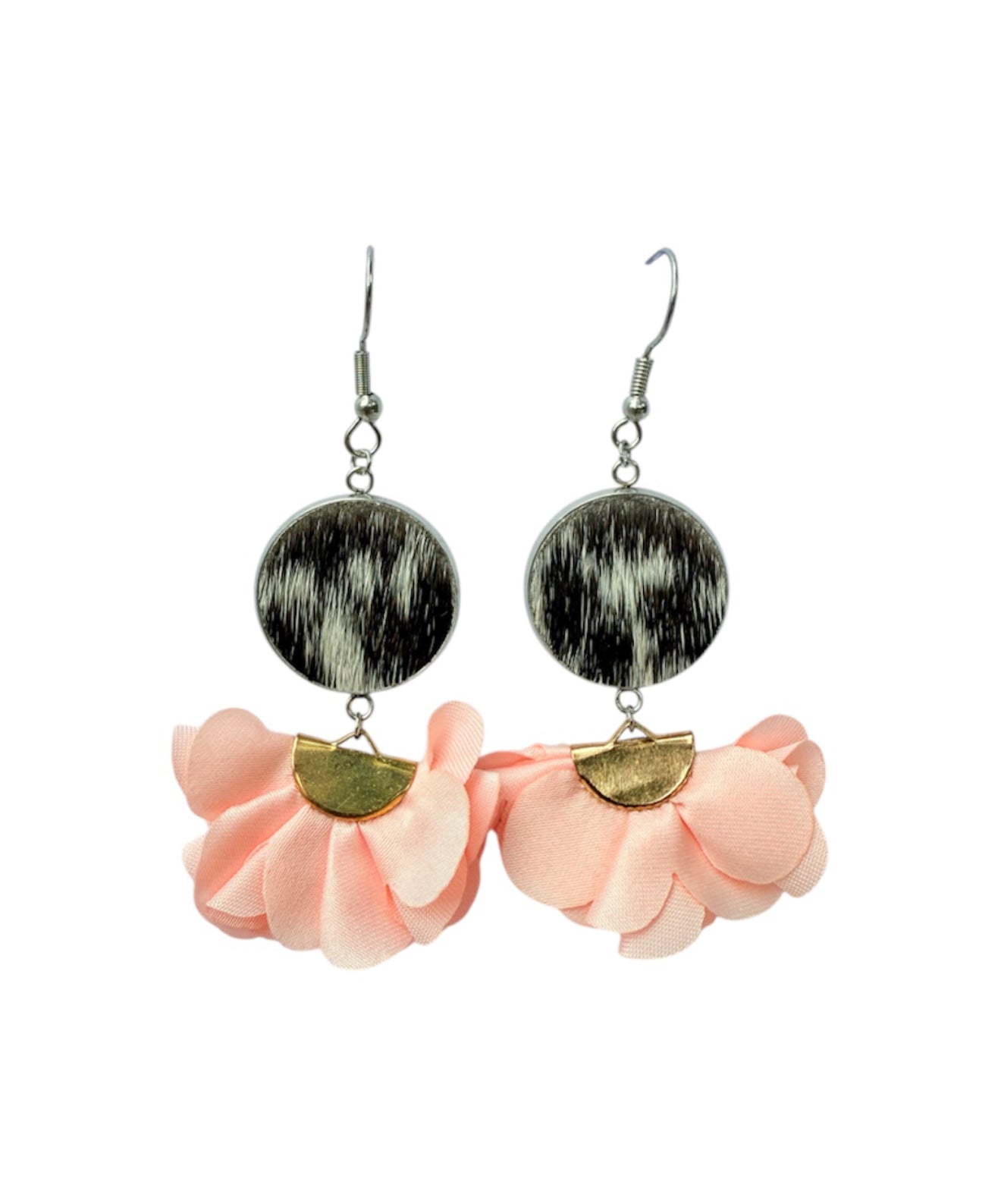 J7074E - Flower 100% Hair on Hide Earrings