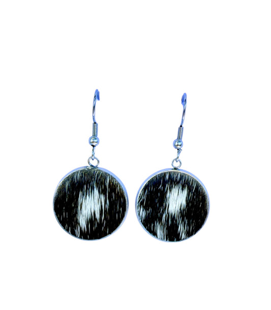 J6607D - Round Hide Fishhook Earrings
