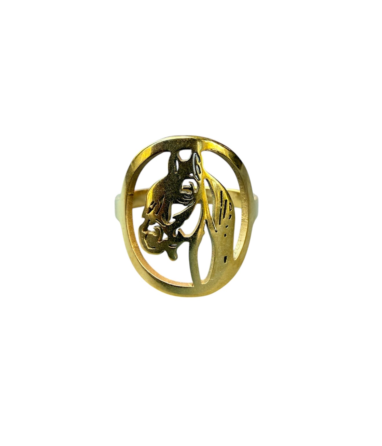 J6728A - Western Design Stainless Steel Horse Ring