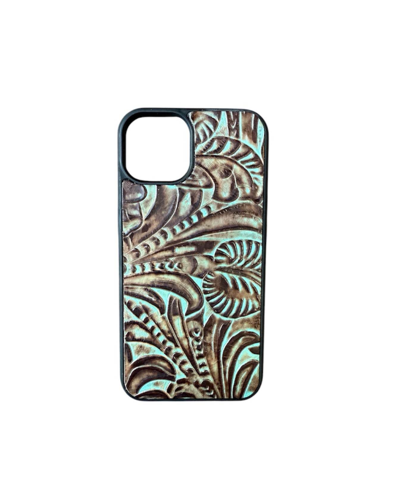 A8587 - IPhone 13 Tooled Leather w Rubber Case