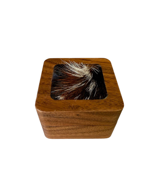 A8776  - 100% Hair On Hide Wooden 2 Ring Box