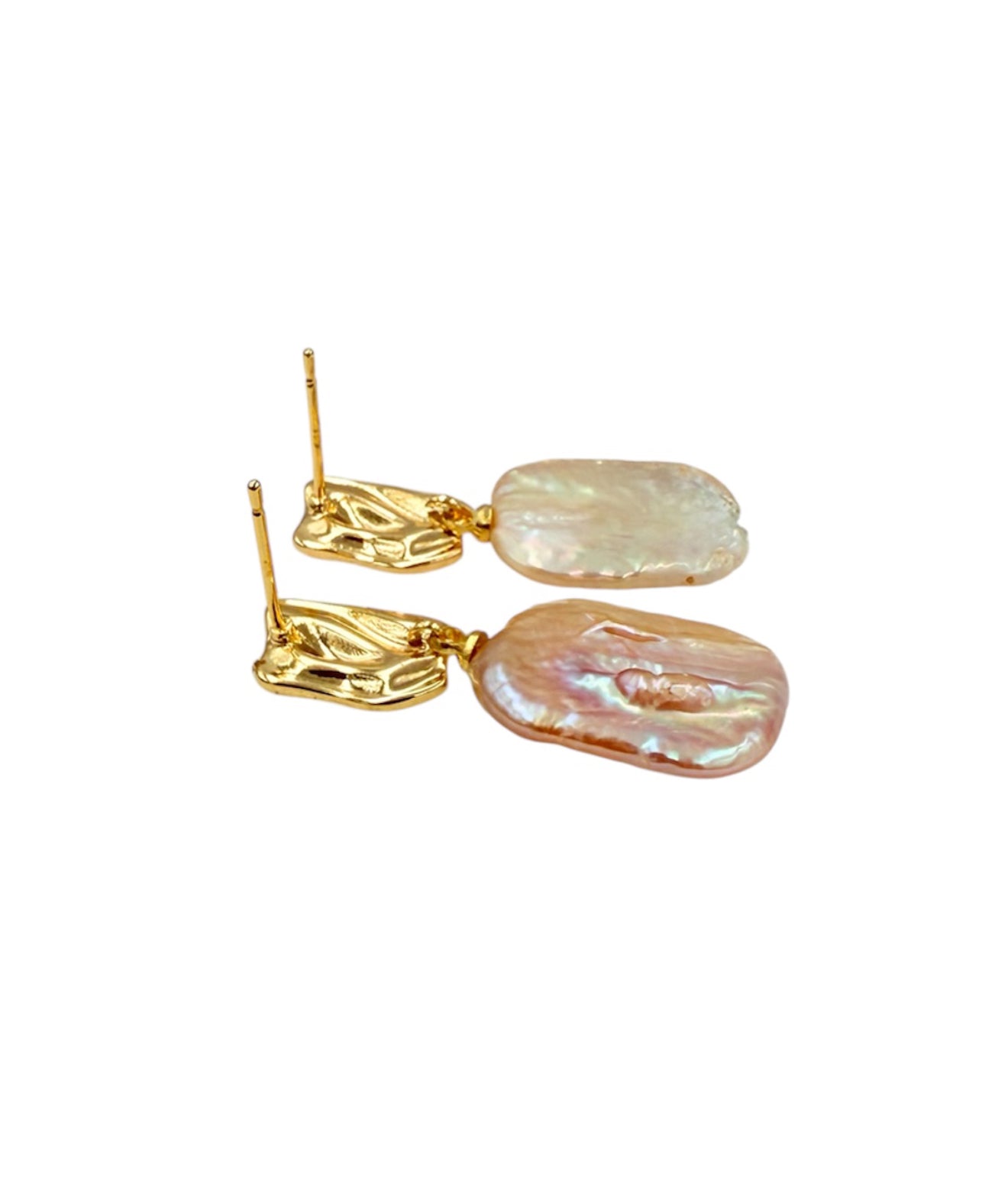 J7110A - Real Pearl Pink Baroque Stud Dangle Earrings - Rawhide Western Wear 