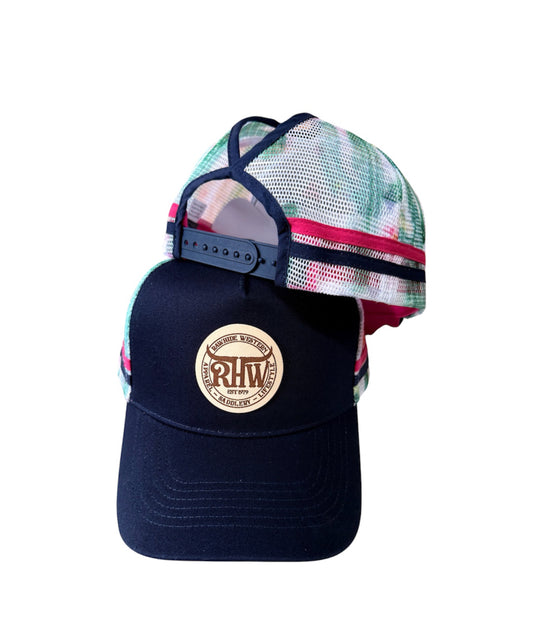 P4251 - Rawhide Lifestyle Cactus Leather Patch Country Trucker Cap