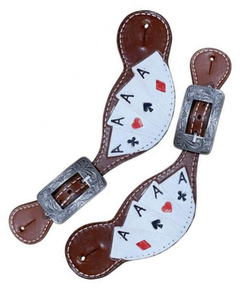 30993 - Ladies "Four of a Kind" painted leather spur straps