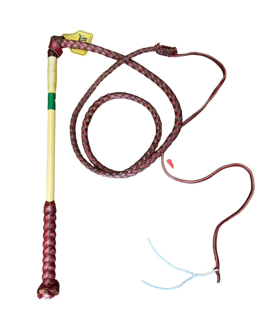 200115 - Red Hide Leather Stock Whip 4ft