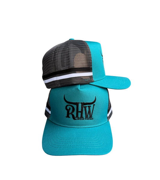 P4254 - RHW Turquoise & Gun Metal GrCountry Trucker Cap