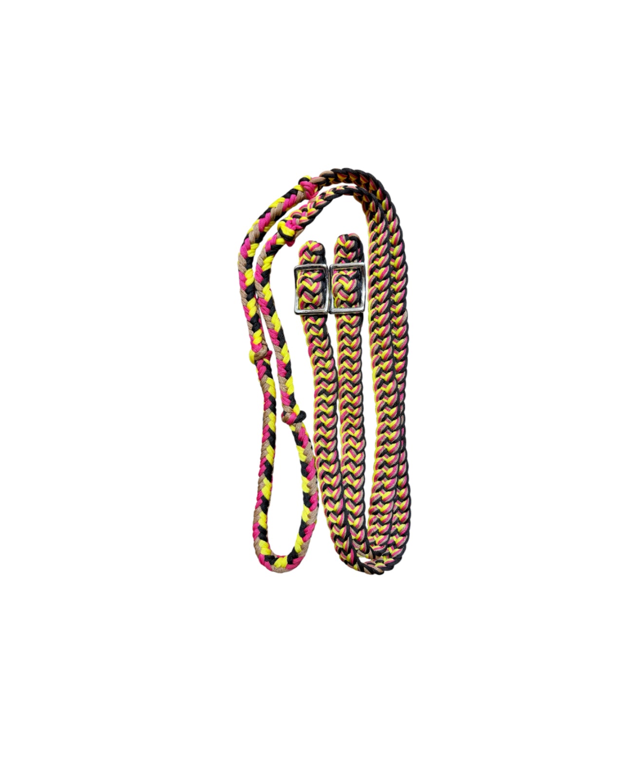 T5302  - Four Colour Braided Barrel Reins with Knots