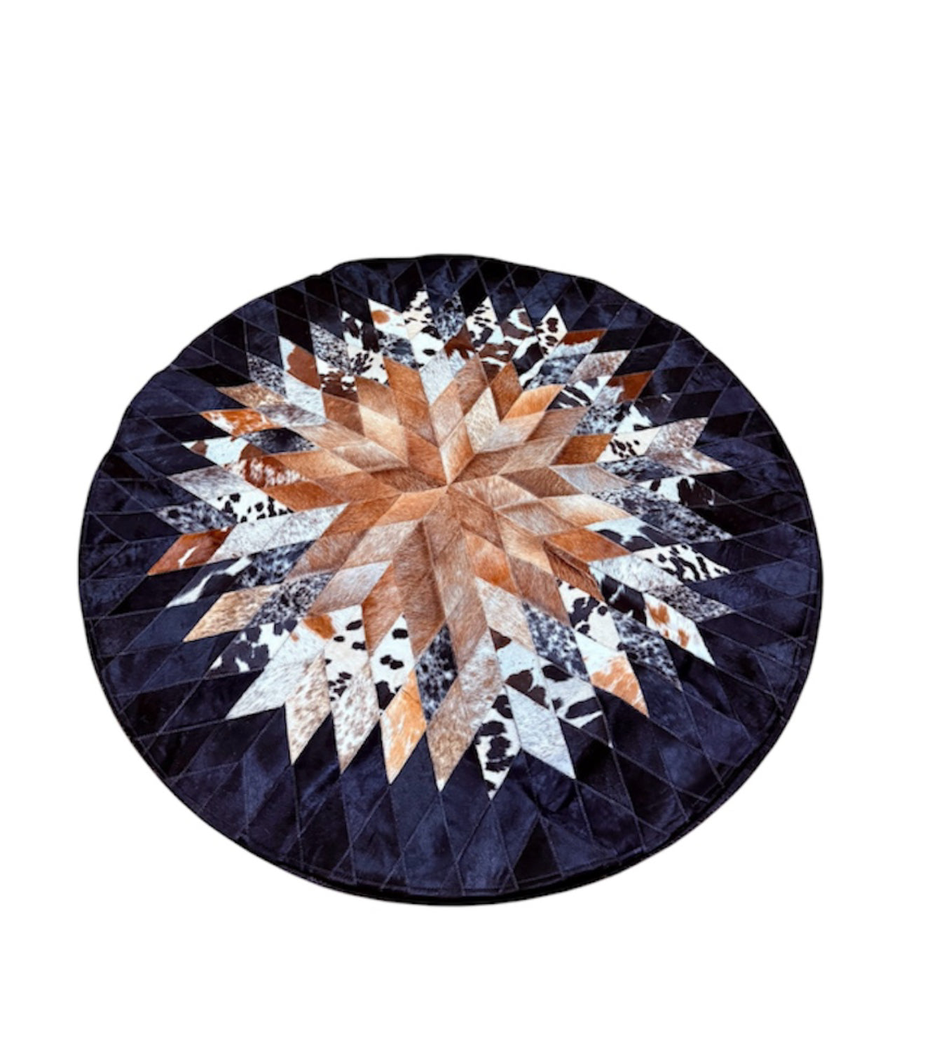 A8983 - 100% Hair on Hide (Cowhide) Round Floor Rug
