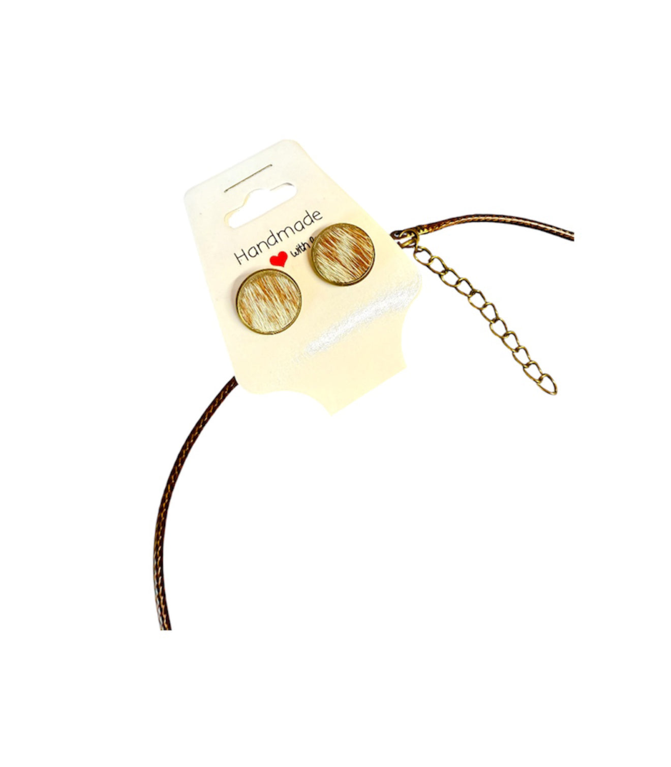 J6931 - 100% Cowhide Necklace & Earrings Set