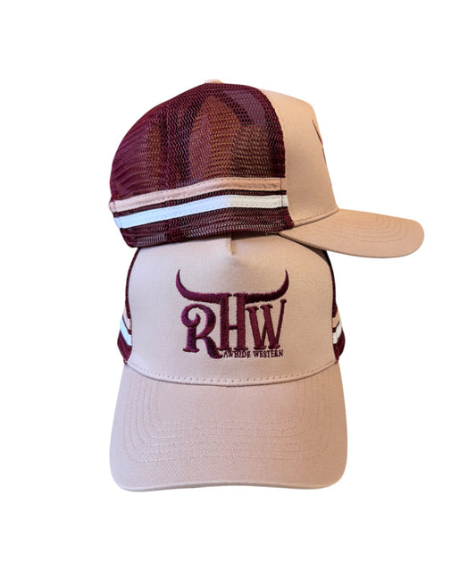 P4253 - RHW Dusty Pink & Maroon Country Trucker Cap