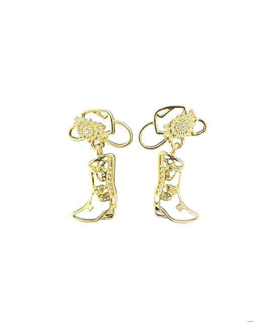 J6959 - Cowboy Hat & Boot Dangle Earrings - Rawhide Western Wear 