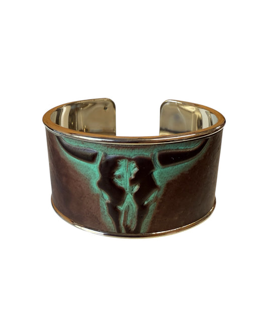 J6863A - 3/4 Bangle w Tooled Leather Bezel - Rawhide Western Wear 