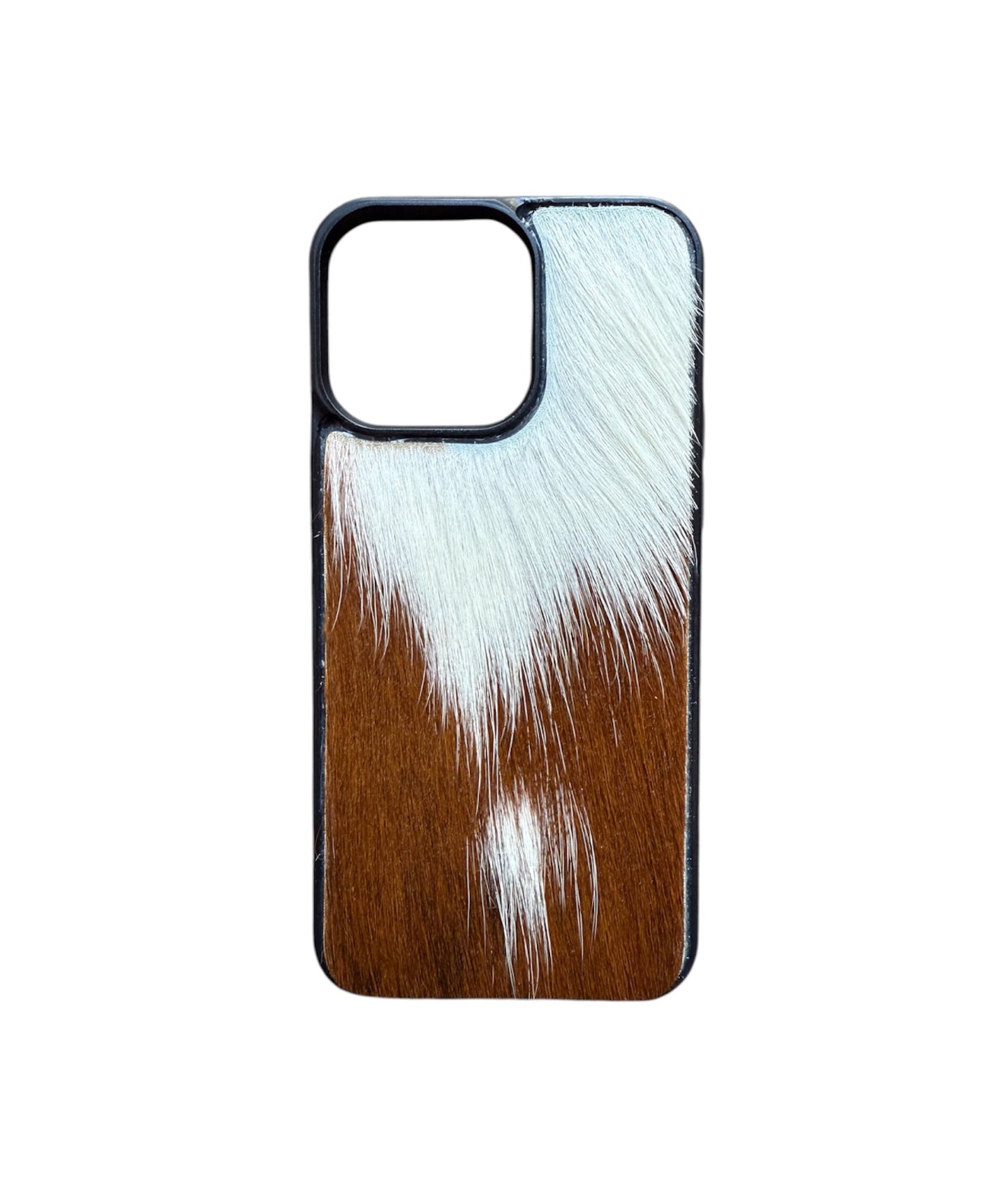 A8648 - IPhone 15 Pro Max Hair on Hide Leather w Rubber Case - Rawhide Western Wear 