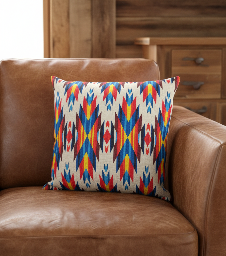 A8906 - Aztec Print Linen  - Cushion Cover