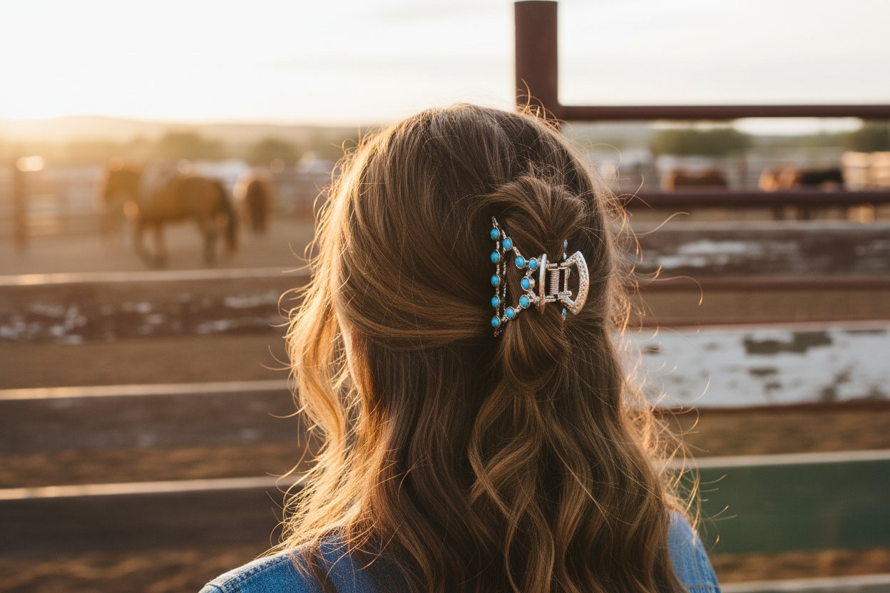 J6935 - Turquoise Bead Hair Claw Clip - Rawhide Western Wear 