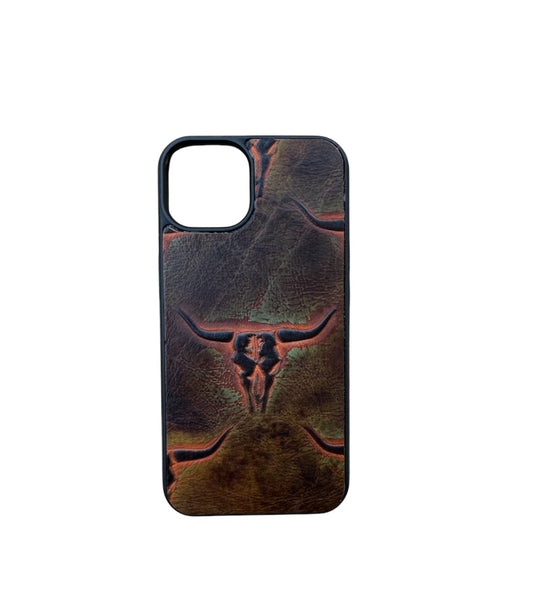 A8469 - IPhone 13 Tooled Leather w Rubber Case