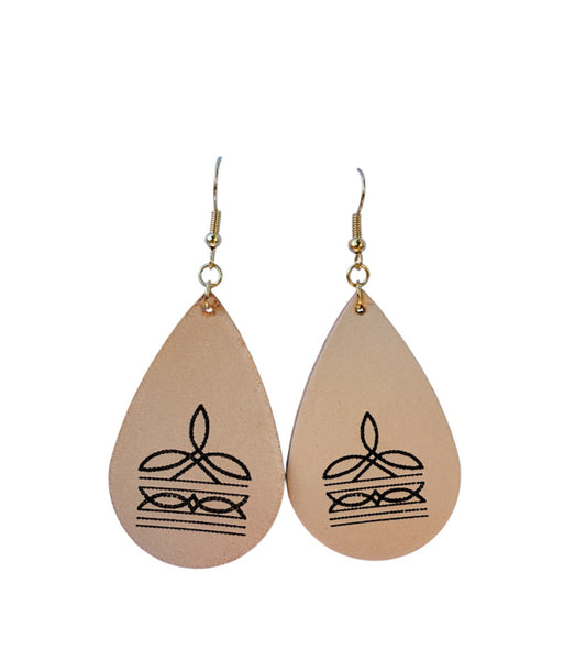 J7043 - Tear Drop REAL Leather Dangle