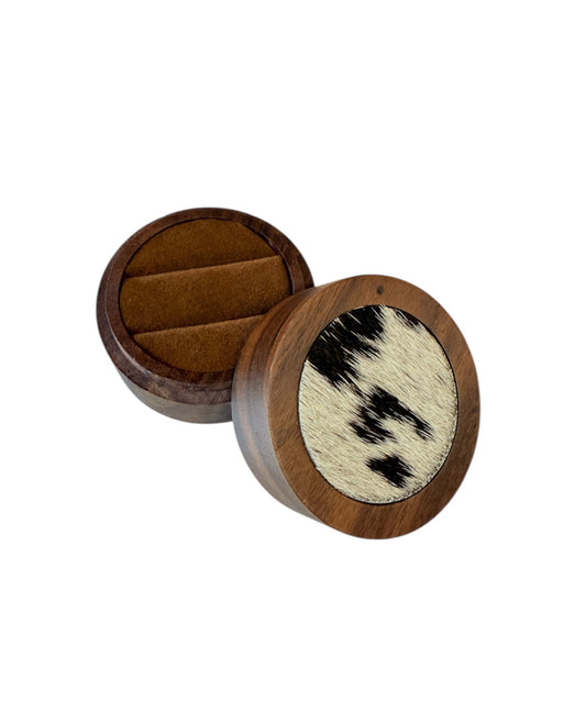 A8777  - 100% Hair On Hide Wooden 2 Rings Box