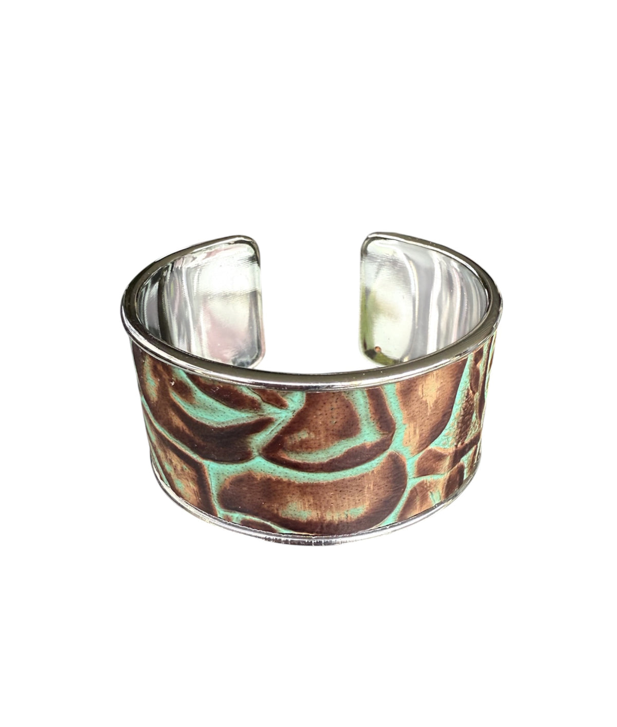 J6863A - 3/4 Bangle w Tooled Leather Bezel