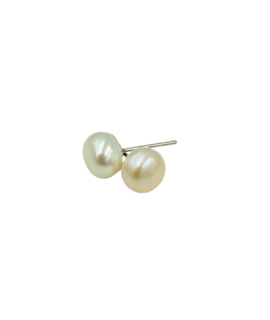 J7105 - Real Pearl Creamy  Button Stud Earring - Rawhide Western Wear 