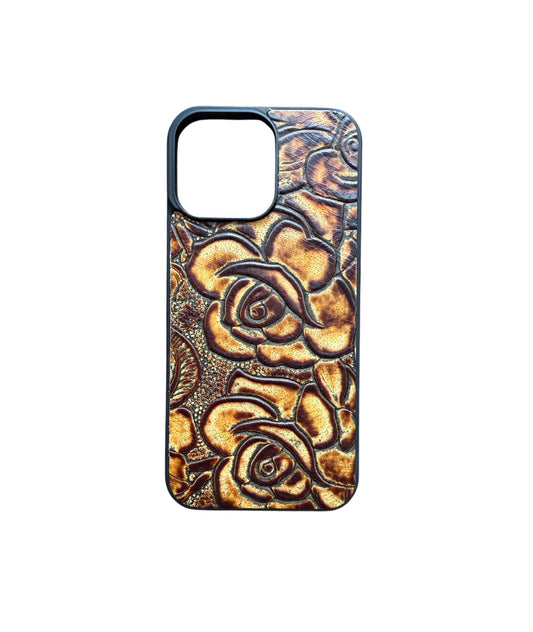 A8820 - IPhone 16 Pro Max Tooled Leather w Rubber Case - Rawhide Western Wear 