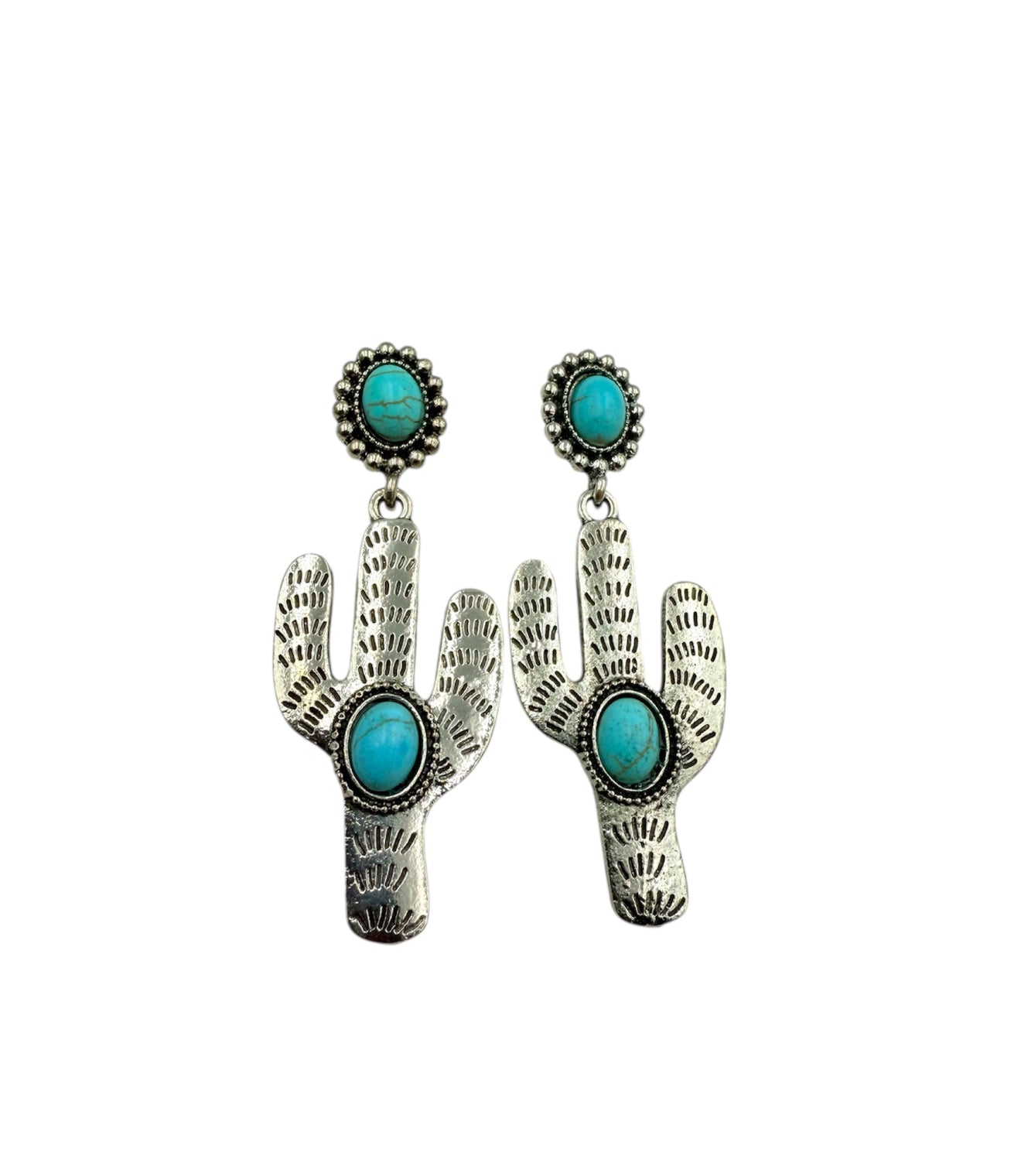 J7077 - Cactus Turquoise Stud Dangles Earrings